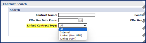 Contract Setup – Linked Contract Type Field